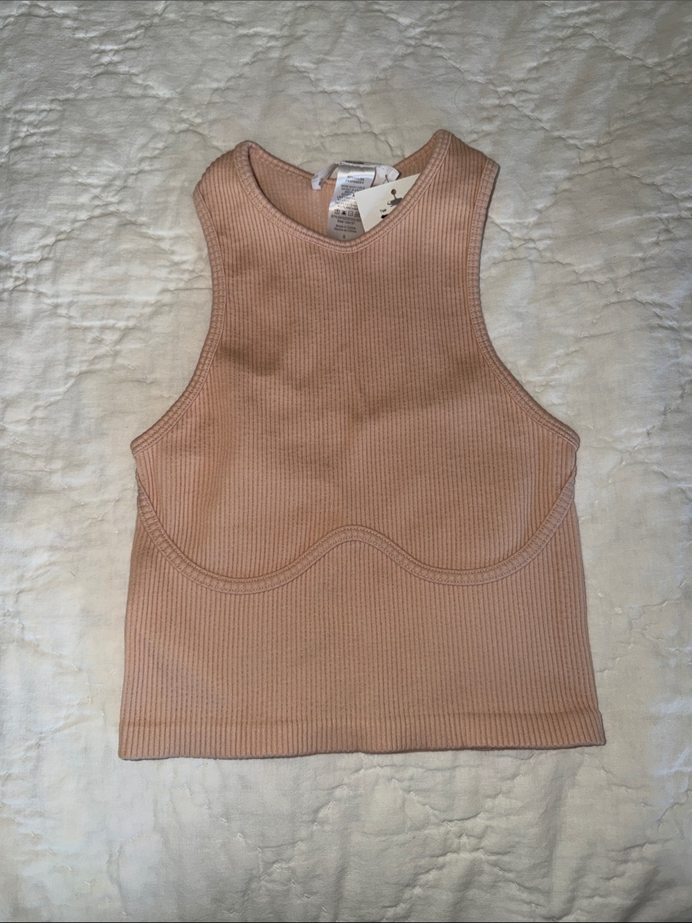 Double Zero Sculpted Ribbed Tank Top - Blush Pink